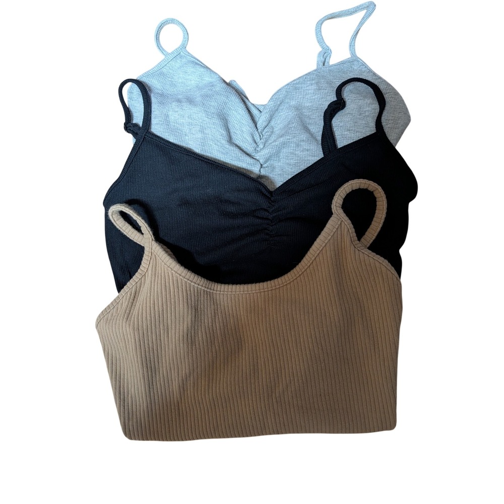 American Eagle Bodysuit Womens M Multicolor Excellent Ribbed Cami Set of 3